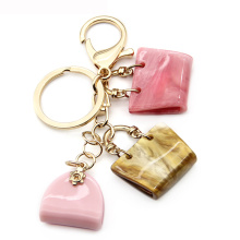 2020 wholesale Bag style acrylic keychain for women mottled pattern key chain